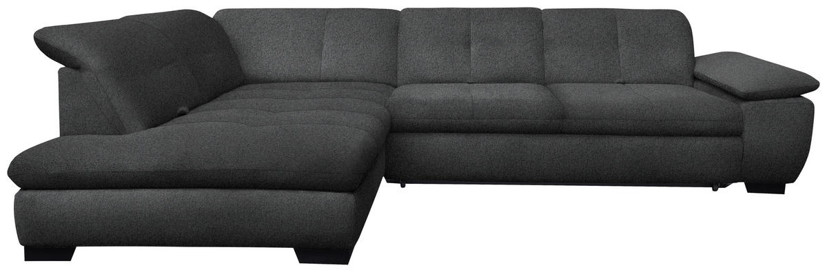 ECKSOFA in Flachgewebe Dunkelgrau  242/313 cm  - Dunkelgrau/Schwarz, Design, Textil/Metall (242/313cm) - Xora