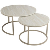 COUCHTISCHSET 60-80/60-80/42-45 cm rund Hellgrau  - Hellgrau, Design, Holzwerkstoff/Metall (60-80/60-80/42-45cm) - home24