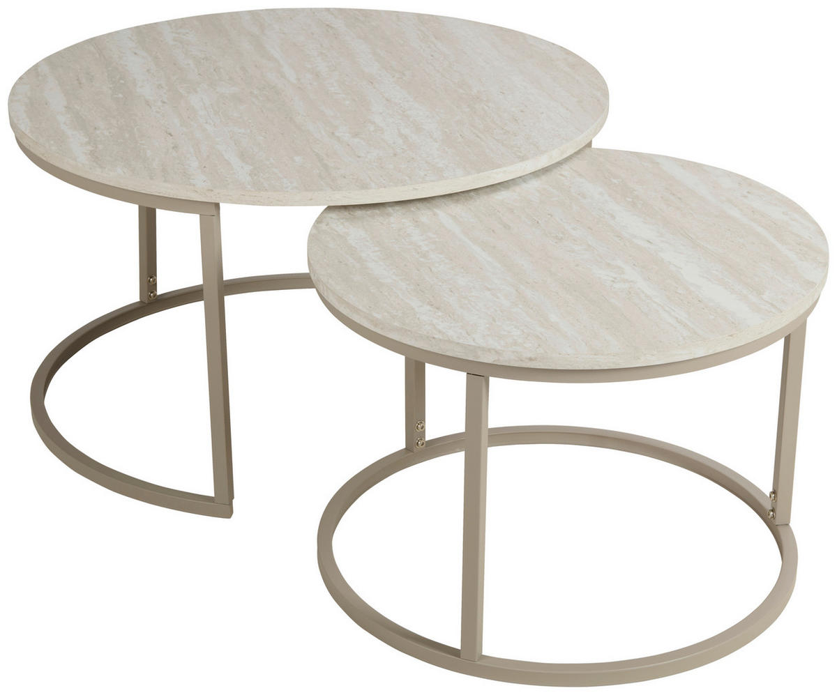 COUCHTISCHSET 60-80/60-80/42-45 cm rund Hellgrau  - Hellgrau, Design, Holzwerkstoff/Metall (60-80/60-80/42-45cm) - home24