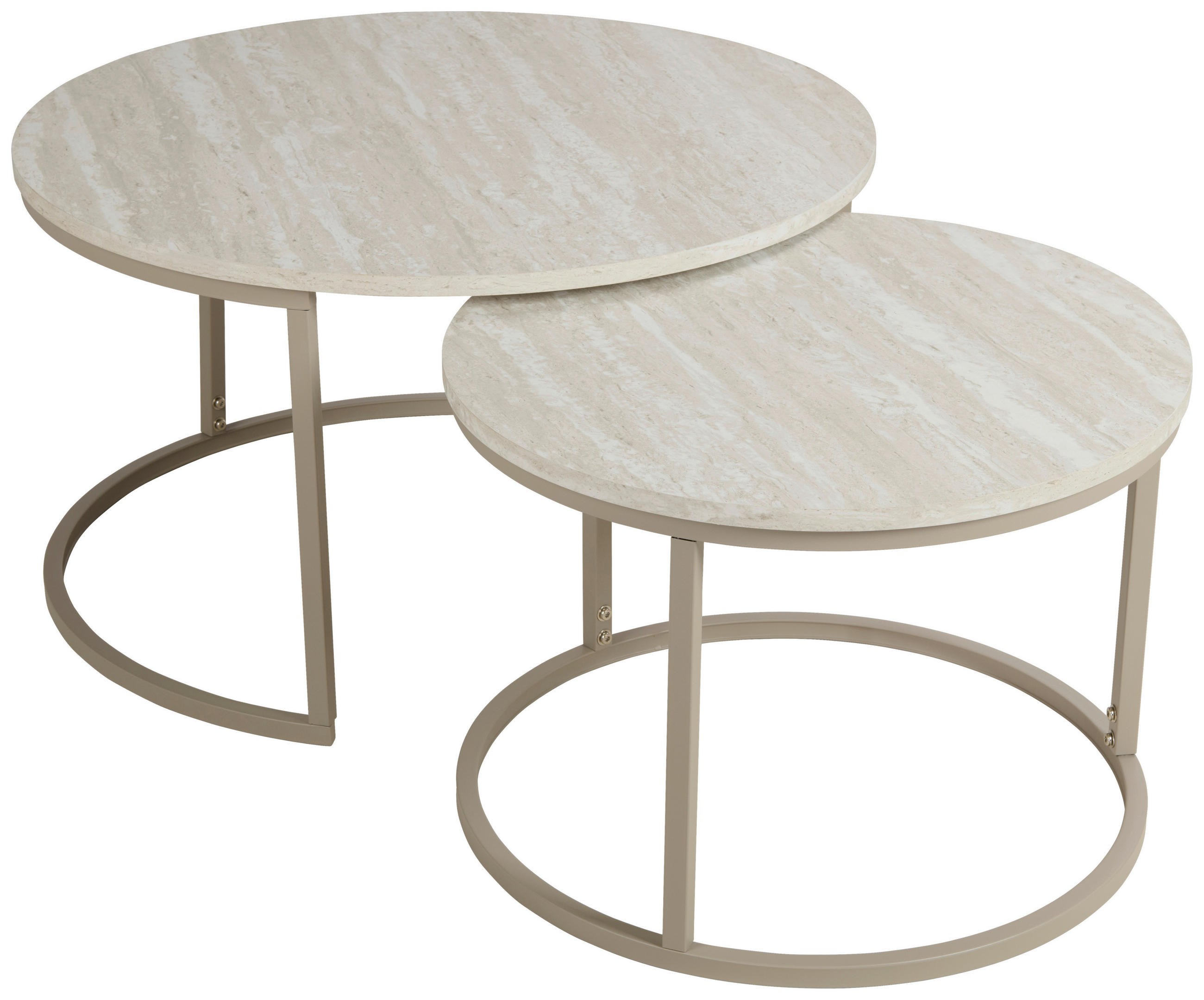 home24 COUCHTISCHSET 60-80/60-80/42-45 cm rund Weiß, Goldfarben einfacher Aufbau jetzt nur online ➤
