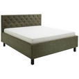 POLSTERBETT gepolstertes Kopfteil, Lattenrost, Bettkasten Grün 160/200 cm  - Schwarz/Grün, MODERN, Holz/Holzwerkstoff (160/200cm) - Xora