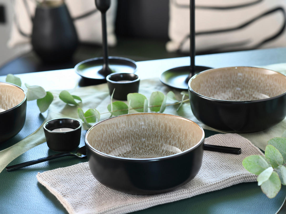 KOMBISERVICE Nordic Fjord Beige 16-teilig  - Beige/Schwarz, Basics, Keramik - Creatable