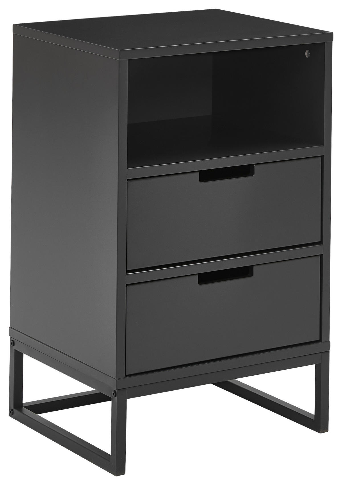 NACHTKÄSTCHEN 47,6/74/40 cm  in Schwarz, Anthrazit  - Anthrazit/Schwarz, Design, Holzwerkstoff/Metall (47,6/74/40cm) - Novel