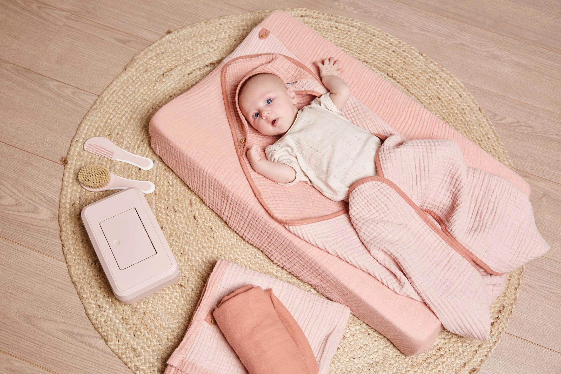 WICKELAUFLAGENBEZUG Pure Cotton Pink  - Altrosa, Basics, Textil (77/44/10cm) - Bebe Jou