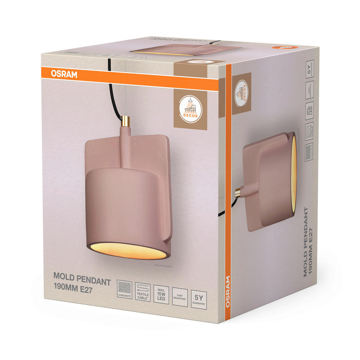 HÄNGELEUCHTE 19/150 cm   - Rosa, Basics, Stein (19/150cm) - Osram