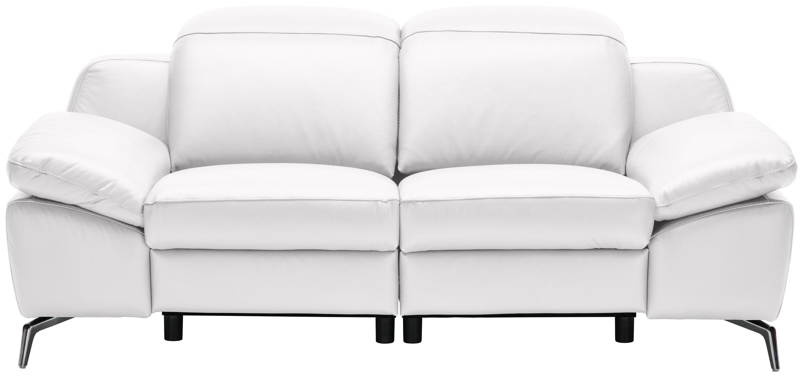 2-SITZER-SOFA Weiß Echtleder  - Chromfarben/Schwarz, Design, Leder/Kunststoff (194/83-99/110cm) - Celina Home