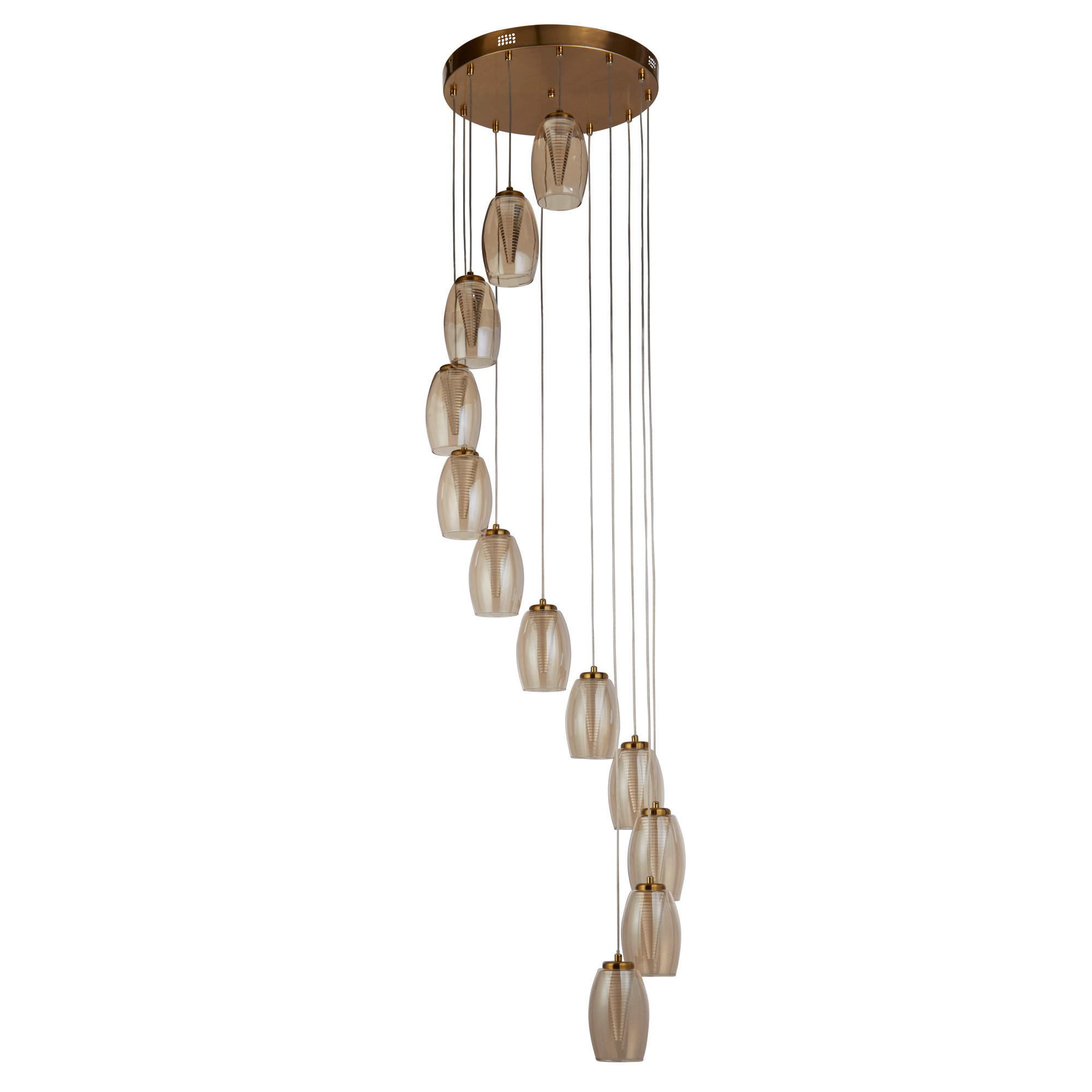 VISEČA LED-SVETILKA Cyclone 5.33 W/4486 lm/3000 K/220-240 V/ - barve šampanjca, Design, kovina/umetna masa (52/200cm)