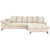 ECKSOFA Naturfarben Cord Rückenkissen, Armlehnenkissen, Rücken echt  - Schwarz/Naturfarben, KONVENTIONELL, Textil/Metall (332/231cm) - Carryhome