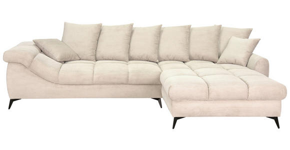ECKSOFA Naturfarben Cord Rückenkissen, Armlehnenkissen, Rücken echt  - Schwarz/Naturfarben, KONVENTIONELL, Textil/Metall (332/231cm) - Carryhome