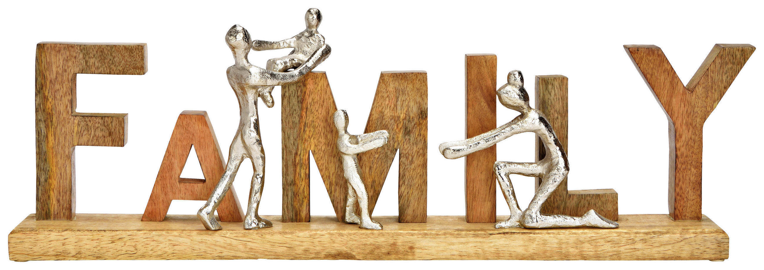 DEKOSCHRIFTZUG  - Naturfarben, Basics, Holz/Metall (55/21/7cm)