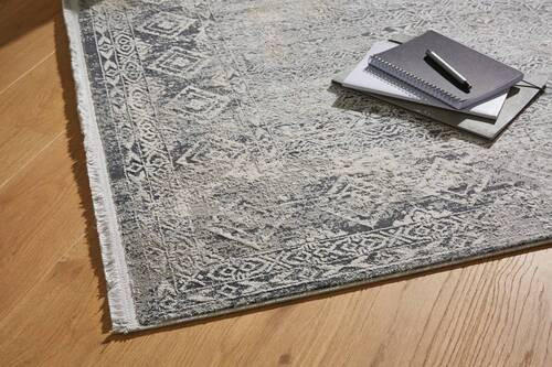 Thumbnail - Novel Webteppich Positano, Creme, Grau, Hellgrau, Dunkelgrau, Textil, rechteckig, 200x290 cm, für Fußbodenheizung geeign...