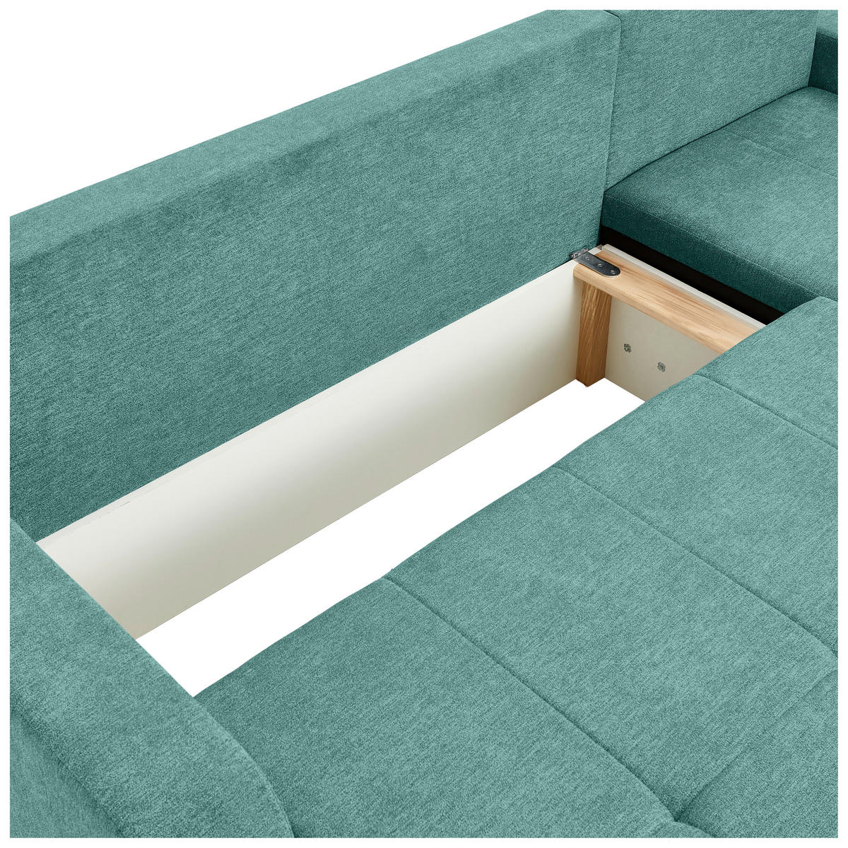 ECKSOFA in Webstoff Mintgrün  - Schwarz/Mintgrün, Konventionell, Kunststoff/Textil (235/158cm) - P & B