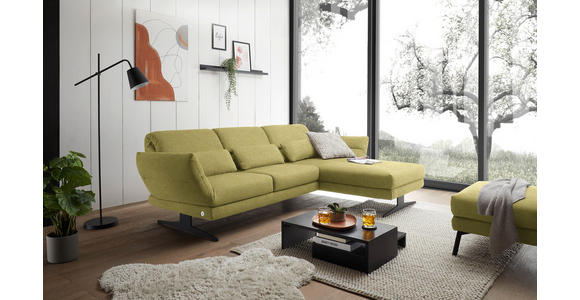 ECKSOFA  in Flachgewebe Hellgrün  279-327/176-217 cm  - Schwarz/Hellgrün, Design, Textil/Metall (279-327/176-217cm) - Dieter Knoll