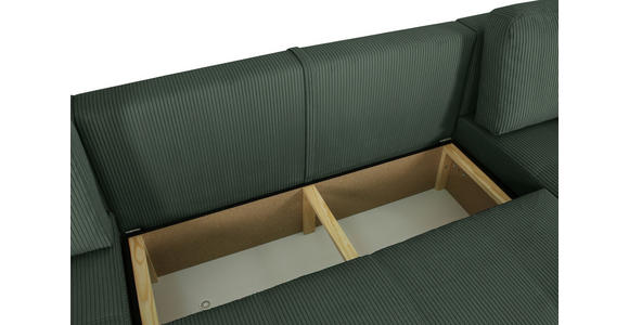 Wohnlandschaft inkl. Funktion Dunkelgrün Cord  - Dunkelgrün/Schwarz, KONVENTIONELL, Textil (146/317/146cm) - Xora