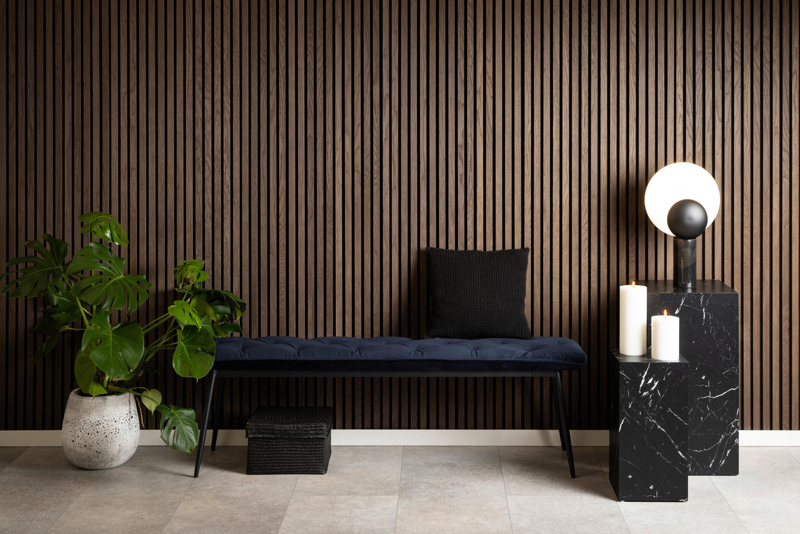 SITZBANK in Textil Dunkelblau  - Schwarz/Dunkelblau, Trend, Textil/Metall (159/48/38cm) - MID.YOU