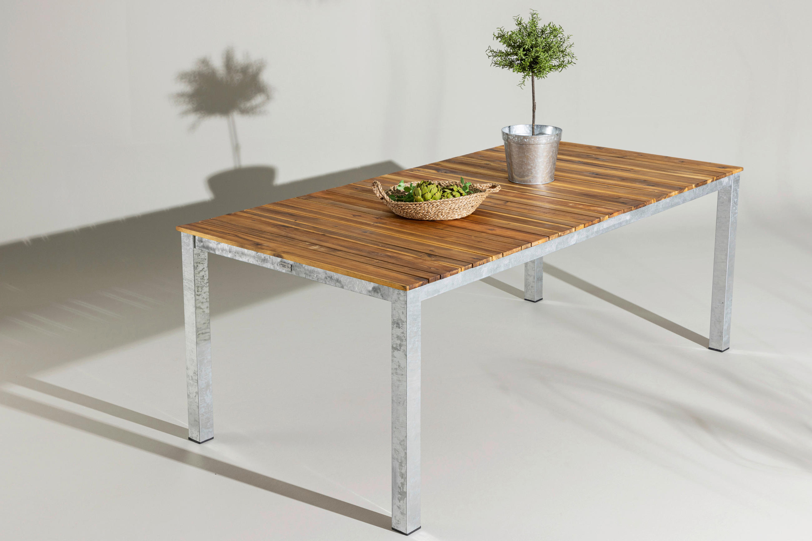 UTEBORD trä, metall rektangulär  - akaciefärgad/zinkfärgad, Klassisk, metall/trä (200/100/74cm) - Gardenson