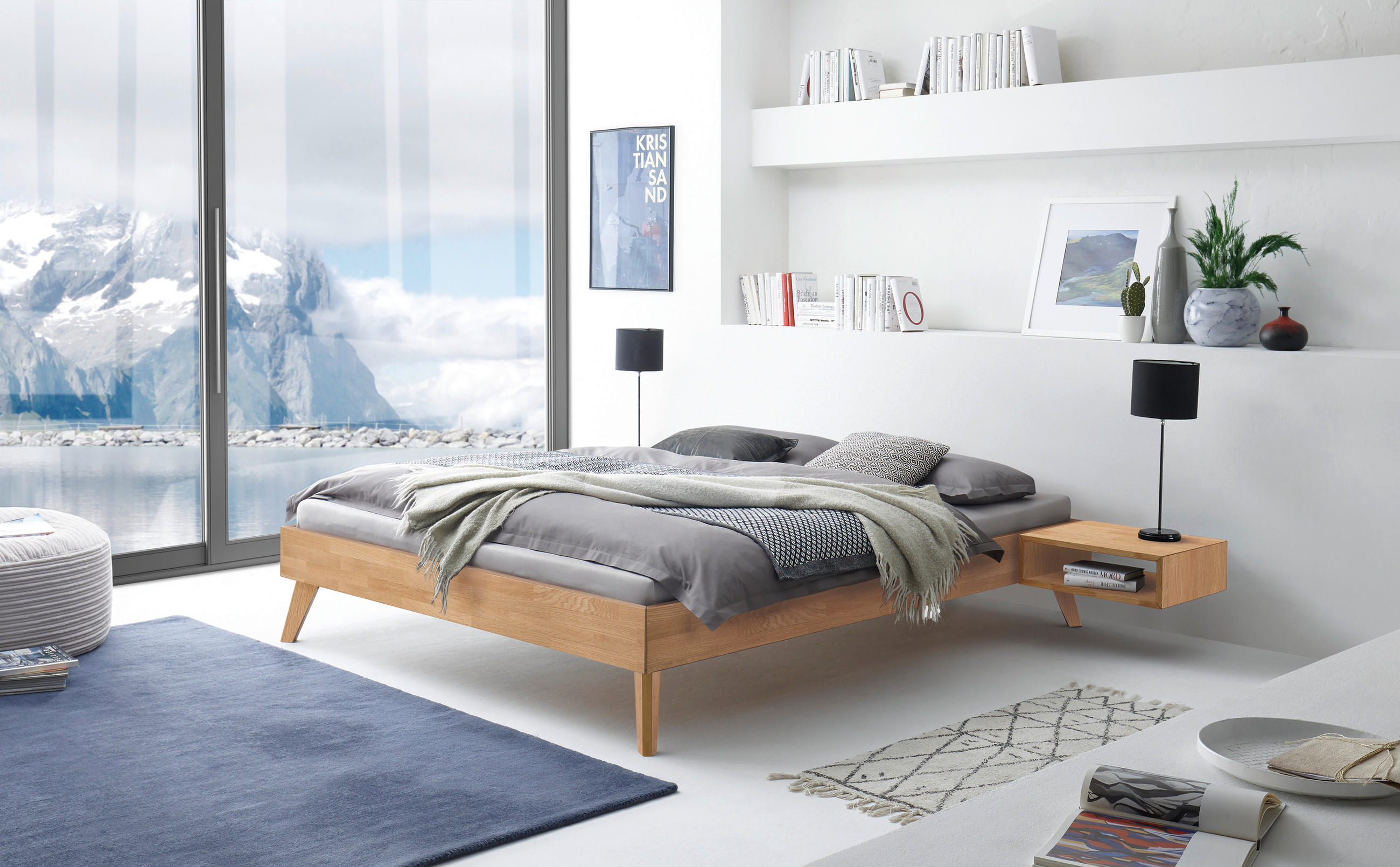 BETT 100/200 cm  in Eiche Bianco  - Eiche Bianco, KONVENTIONELL, Holz (100/200cm) - Hasena
