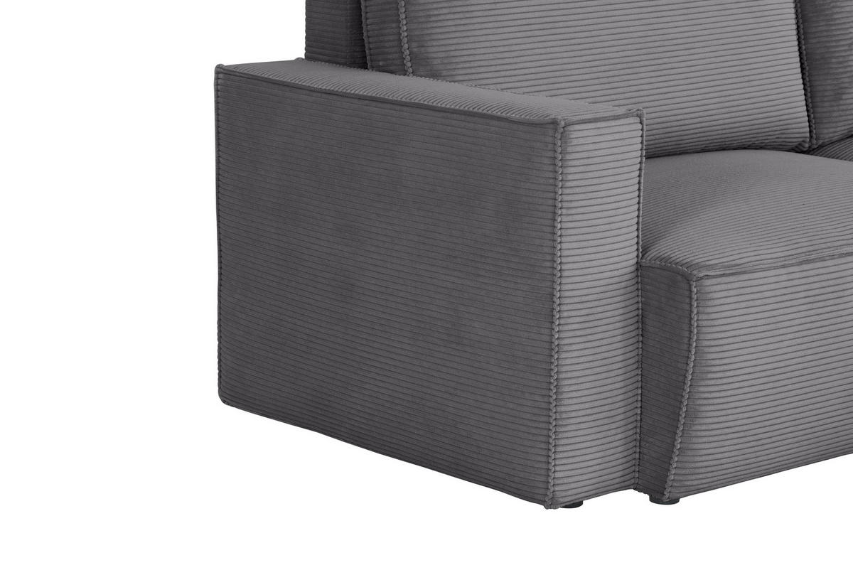 ECKSOFA in Feincord Dunkelgrau  - Dunkelgrau/Schwarz, KONVENTIONELL, Kunststoff/Textil (242/151cm) - Carryhome