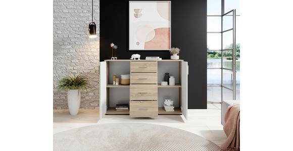 KOMMODE Bobby in 120/82/35 cm - Silberfarben/Schwarz, Design, Holzwerkstoff/Kunststoff (120/82/35cm) - Carryhome
