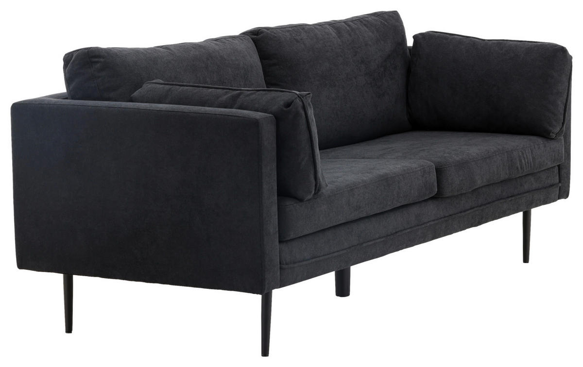 2-SITS SOFFA i metall, textil svart  - svart, Design, metall/textil (203/84/90cm) - Livetastic