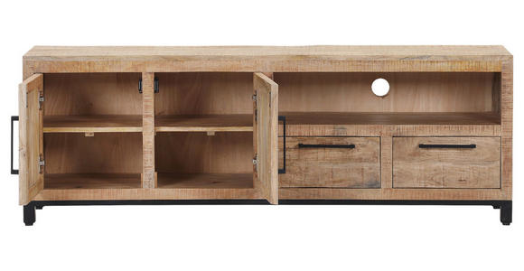 LOWBOARD RIO  in 180/60/40 cm  - Schwarz/Naturfarben, Design, Holz/Metall (180/60/40cm) - Landscape