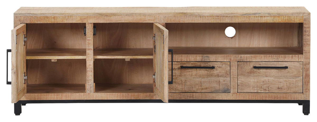 LOWBOARD RIO  in 180/60/40 cm  - Schwarz/Naturfarben, Design, Holz/Metall (180/60/40cm) - Landscape