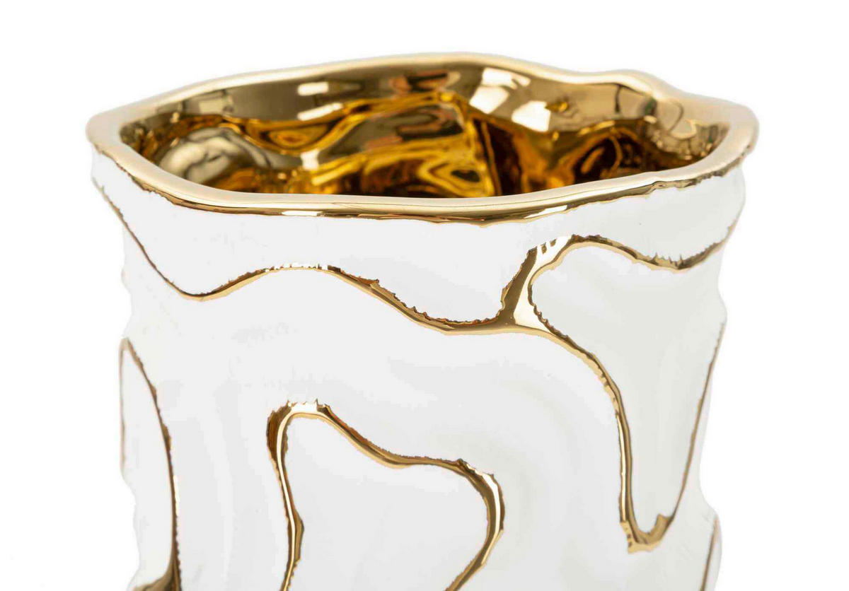 Vase Adore  - Goldfarben/Weiß, Basics, Keramik (12.5/25/12.5cm)