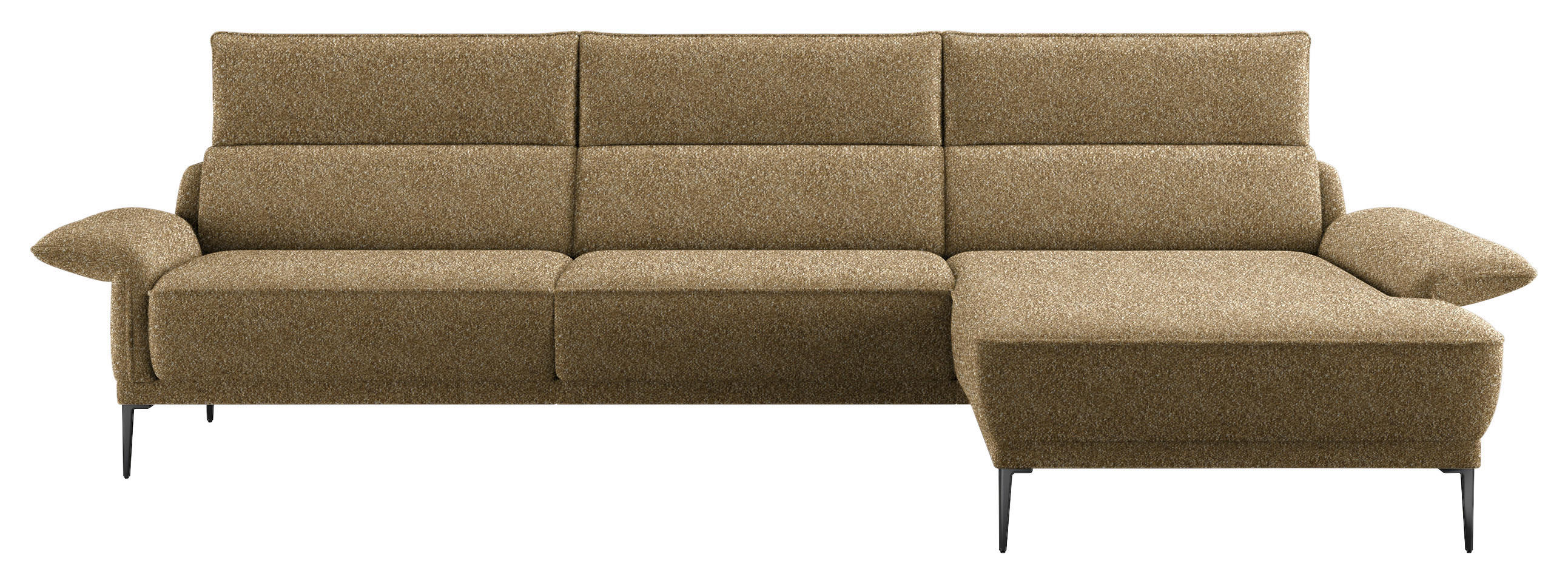 ECKSOFA in Bouclé Hellbraun  - Hellbraun/Schwarz, Design, Textil/Metall (330/186cm) - Johann Jakob