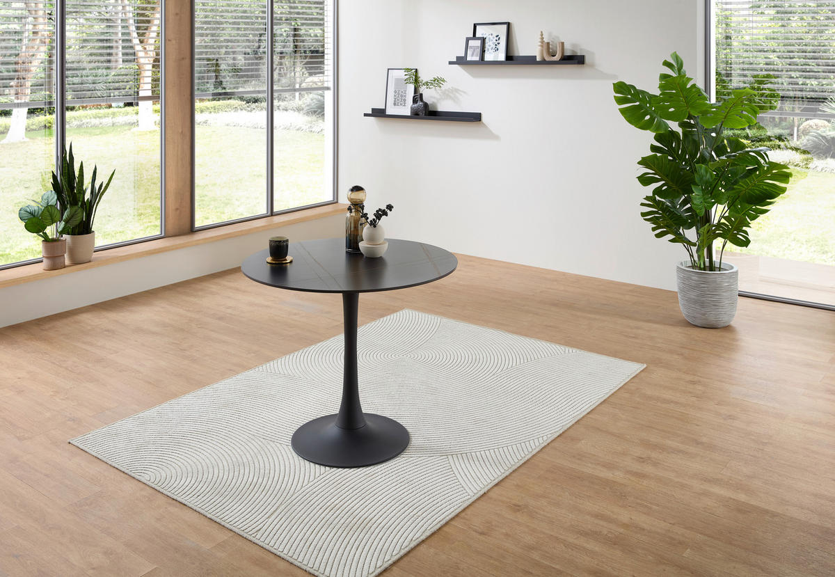 ESSTISCH in Metall, Keramik 90/90/75 cm  - Schwarz, MODERN, Keramik/Metall (90/90/75cm) - Boxxx