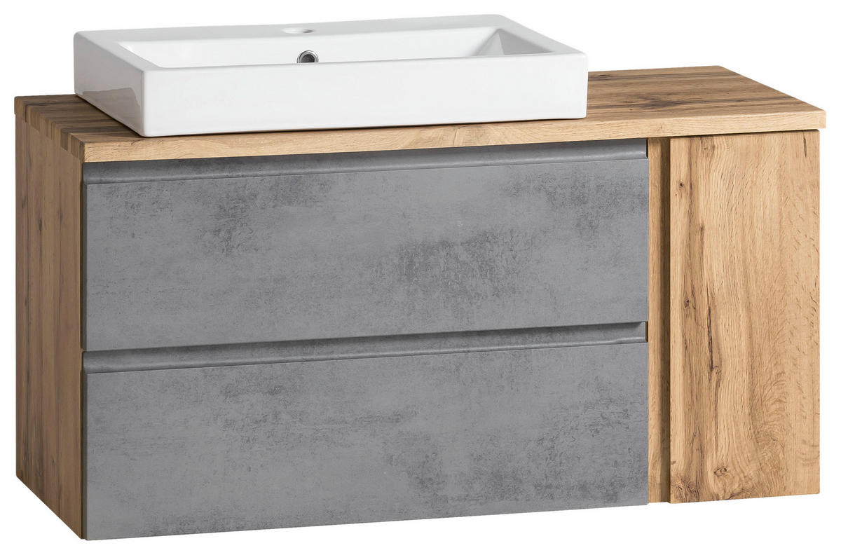 WASCHTISCHKOMBI 105 cm  - Eiche Wotan/Weiß, MODERN, Keramik/Holzwerkstoff (105cm) - Held