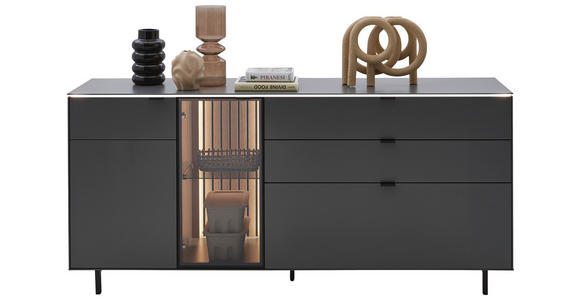 SIDEBOARD 186,2/86,1/46 cm  - Anthrazit/Schwarz, Design, Glas/Holz (186,2/86,1/46cm) - Dieter Knoll