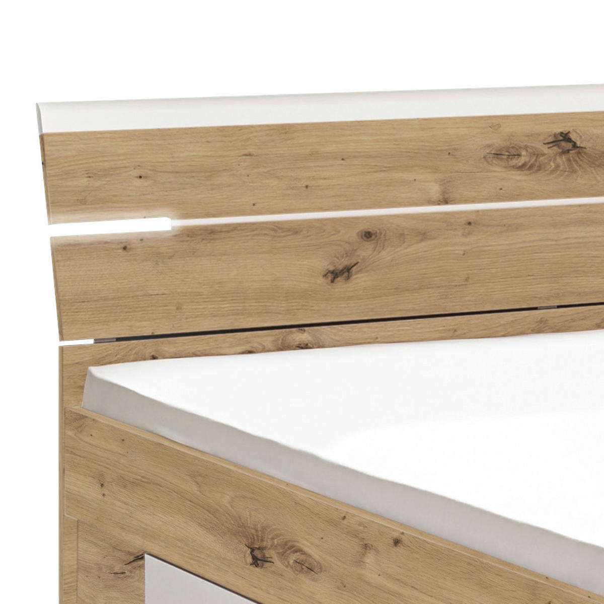 STAURAUMBETT 180/200 cm  in Weiß, Eiche Artisan  - Weiß/Eiche Artisan, KONVENTIONELL, Holzwerkstoff/Kunststoff (180/200cm) - MID.YOU