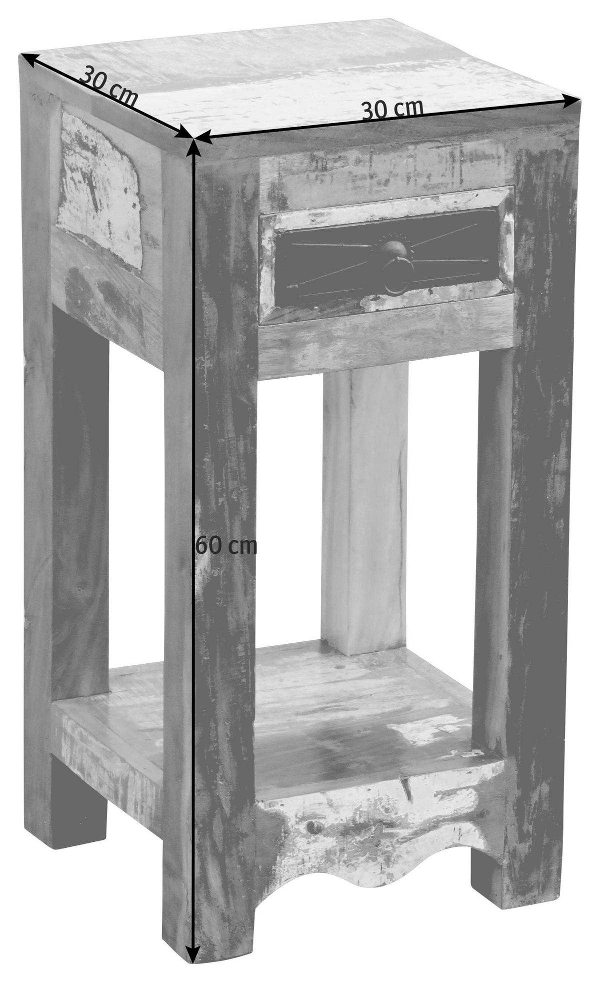 BEISTELLTISCH 30/30/60 cm Altholz Multicolor quadratisch  - Multicolor, LIFESTYLE, Holz (30/30/60cm) - Landscape