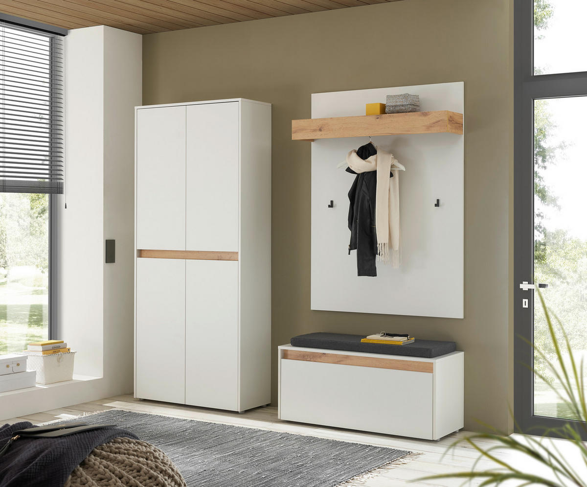 GARDEROBE 4-teilig  in 185/200/40 cm  - Eiche Wotan/Weiß, Design, Holzwerkstoff/Textil (185/200/40cm) - Modante