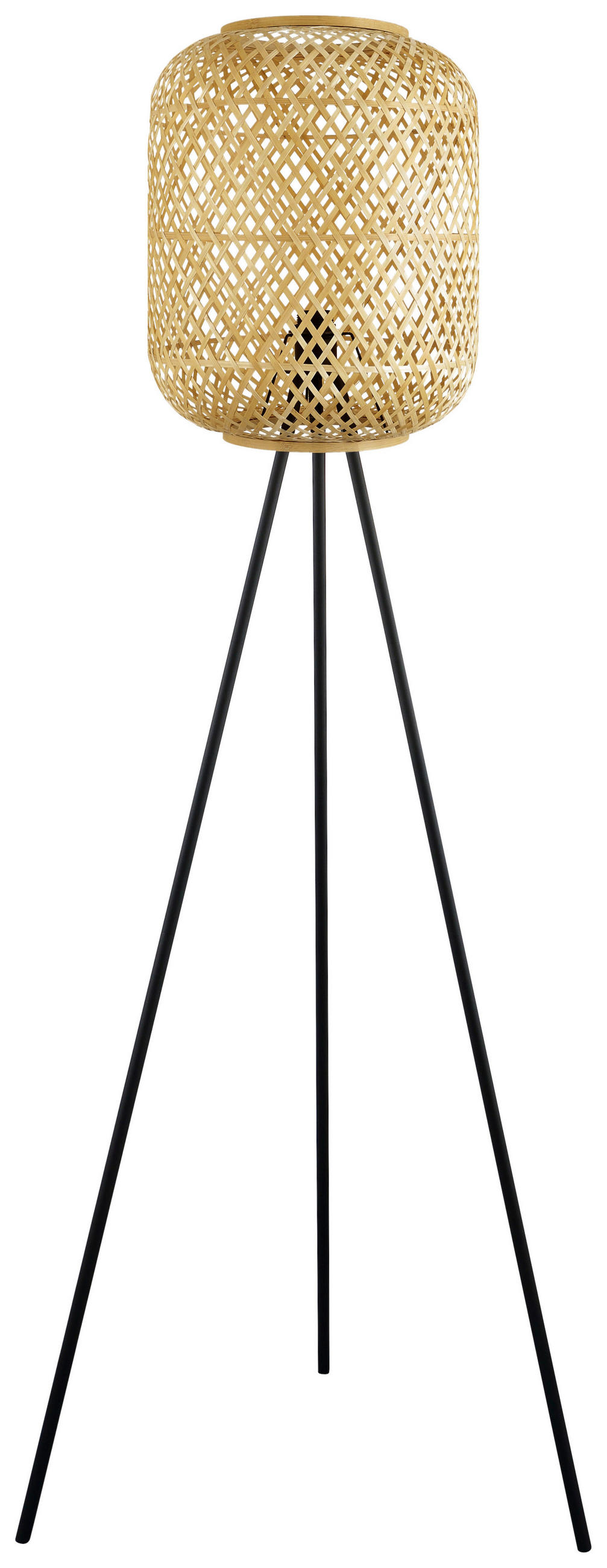 STOJACÍ LAMPA, 62/165 cm  - černá/přírodní barvy, Trend, kov/přírodní materiály (62/165cm) - Novel