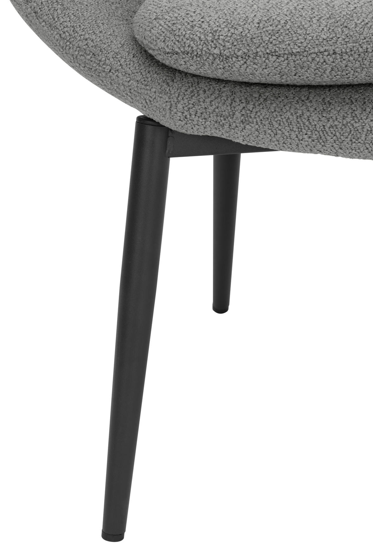 SESSEL in Bouclé Grau  - Schwarz/Grau, Design, Textil/Metall (77/77/64cm) - P & B