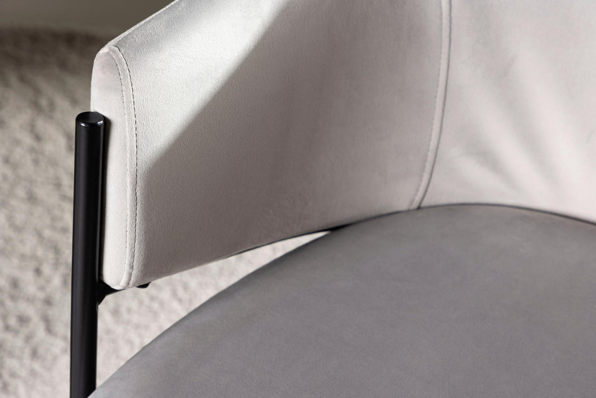 STOLSET 2 styck stål sammet  - ljusgrå/svart, Design, metall/textil (54/80/62cm) - Livetastic