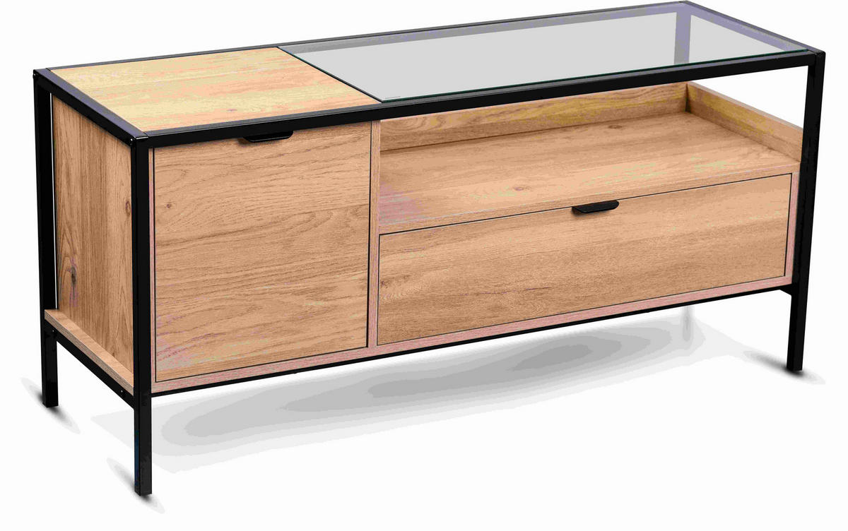 TV-ELEMENT - Eichefarben/Schwarz, Basics, Glas/Holzwerkstoff (120/55/40cm) - Xora