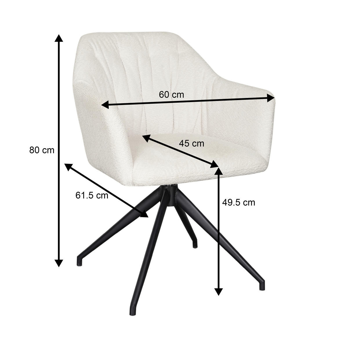 NASLANJAČ, kovina, tekstil krem barve, črna  - črna/krem barve, Design, kovina/tekstil (60/81/62cm) - Stylife