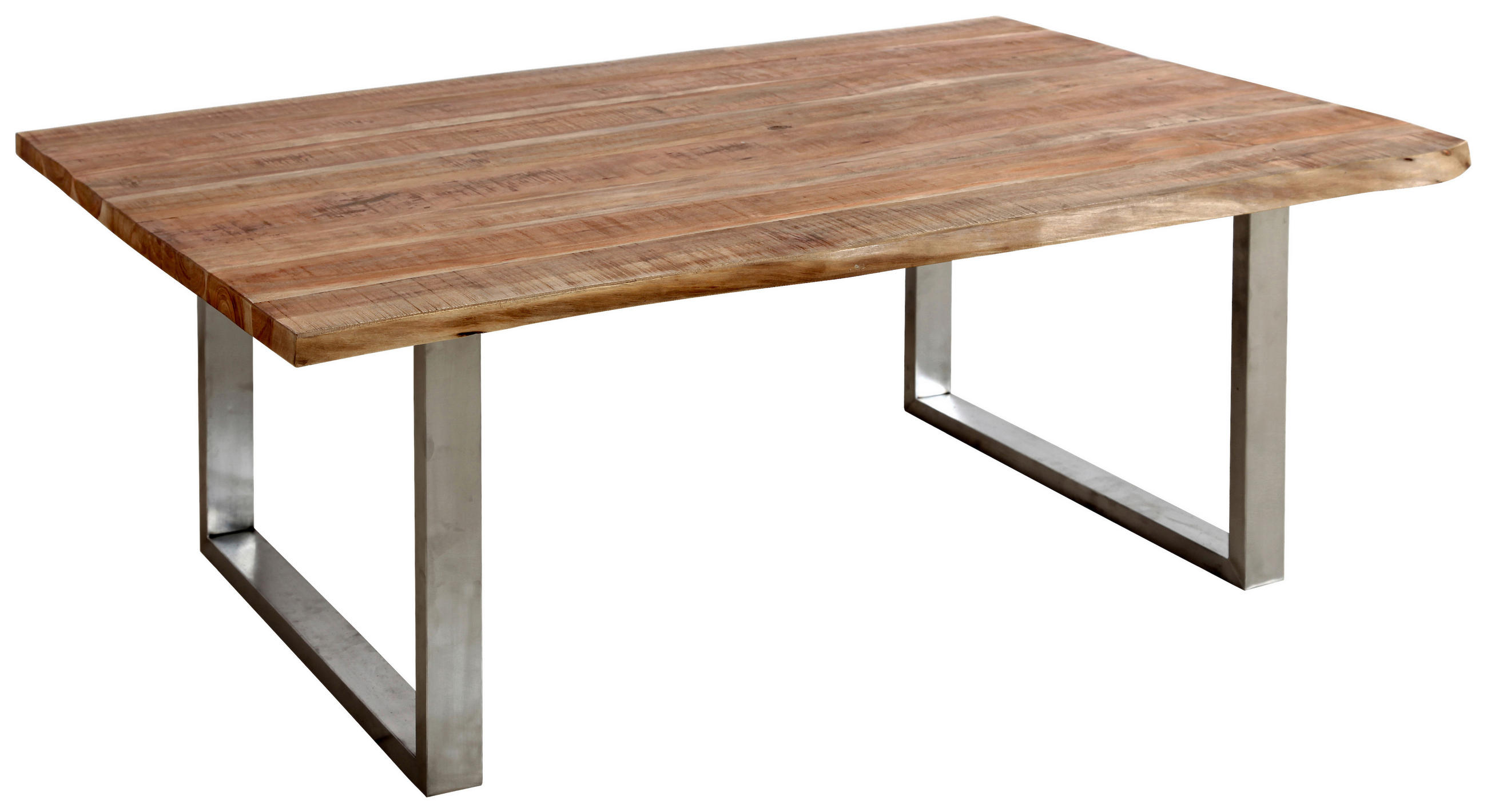 COUCHTISCH Akazie Hartholz 118/70/45 cm Akaziefarben, Edelstahlfarben  - Edelstahlfarben/Akaziefarben, Natur, Holz/Metall (118/70/45cm) - Landscape