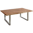 COUCHTISCH Akazie Hartholz 118/70/45 cm Akaziefarben, Edelstahlfarben  - Edelstahlfarben/Akaziefarben, Natur, Holz/Metall (118/70/45cm) - Landscape