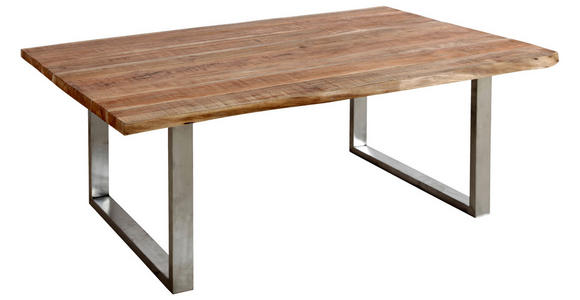 COUCHTISCH Akazie Hartholz 118/70/45 cm Akaziefarben, Edelstahlfarben  - Edelstahlfarben/Akaziefarben, Natur, Holz/Metall (118/70/45cm) - Landscape