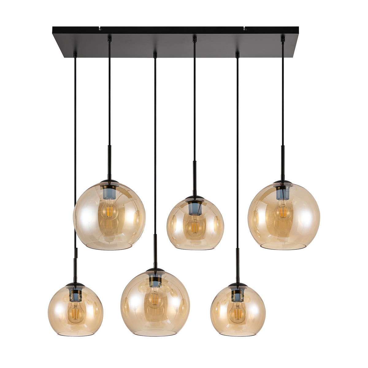 HÄNGELEUCHTE Amelie 97,5/42,5/150 cm   - Bernsteinfarben, Basics, Glas/Metall (97,5/42,5/150cm) - Novel