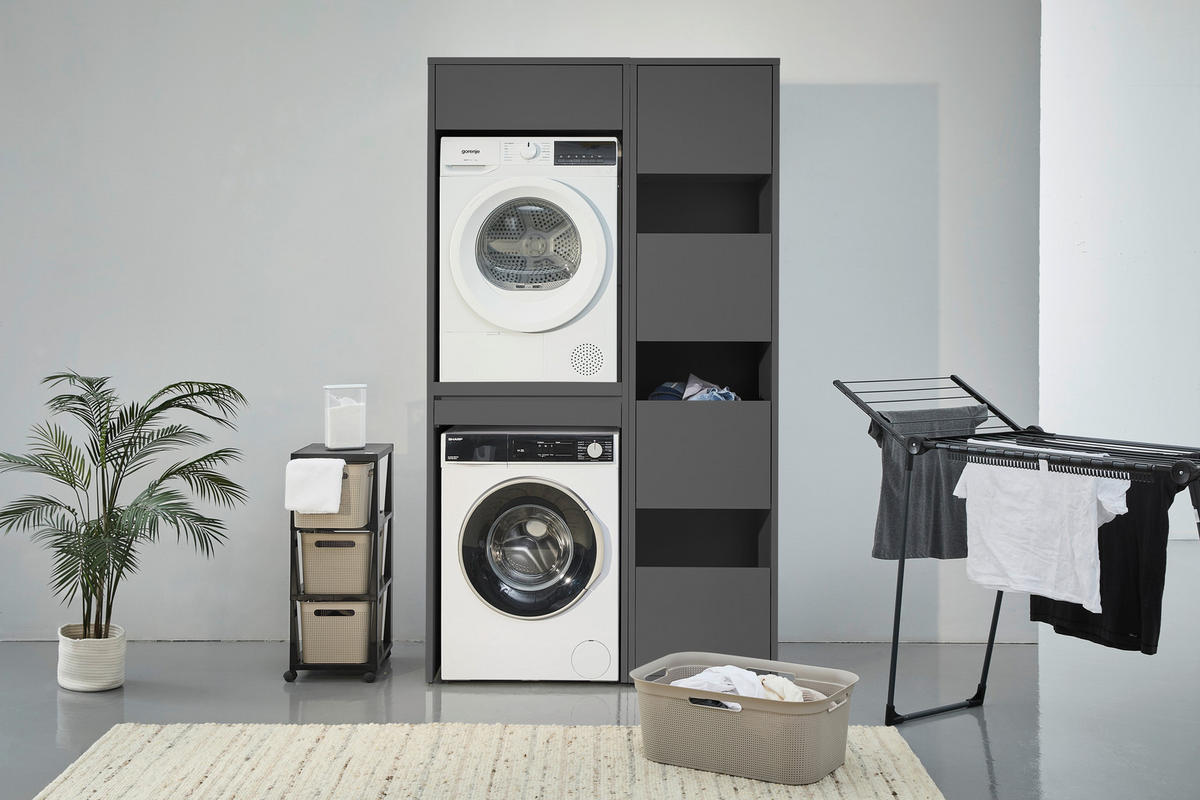 WASCHMASCHINENSCHRANK 67,5/210/67,5 cm  in Anthrazit  - Anthrazit, Basics, Holzwerkstoff (67,5/210/67,5cm) - Xora