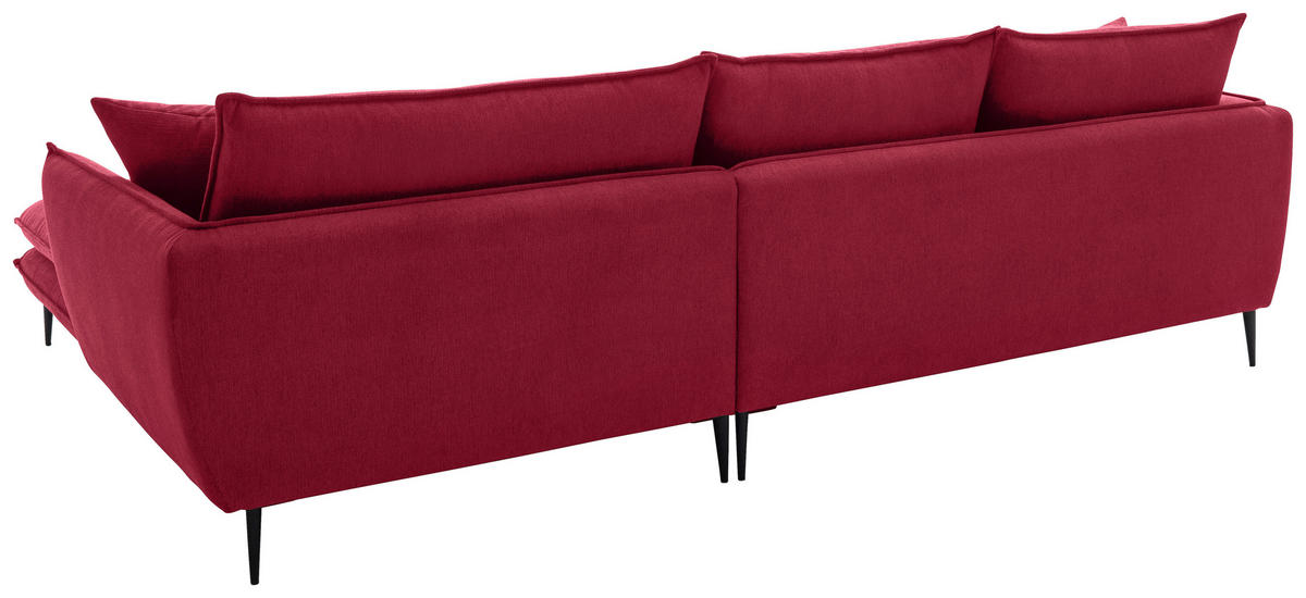 ECKSOFA Dunkelrot Webstoff  - Schwarz/Dunkelrot, KONVENTIONELL, Textil/Metall (304/196cm) - Hom`in
