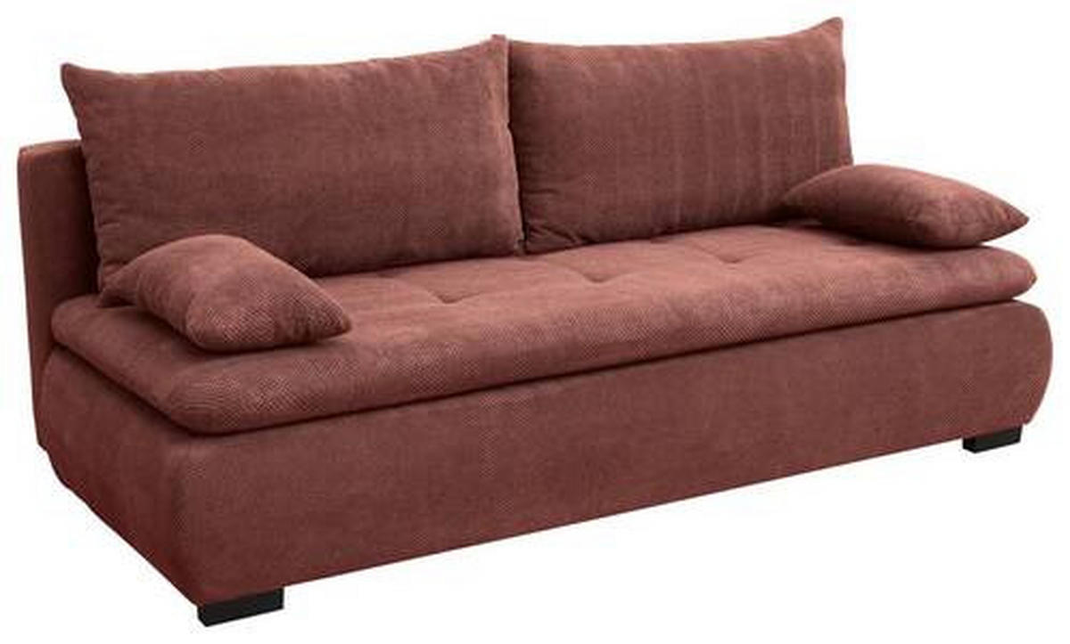 SCHLAFSOFA in Webstoff, Plüsch Rotbraun  - Rotbraun/Schwarz, Konventionell, Textil (203/72-96/98cm) - Novel