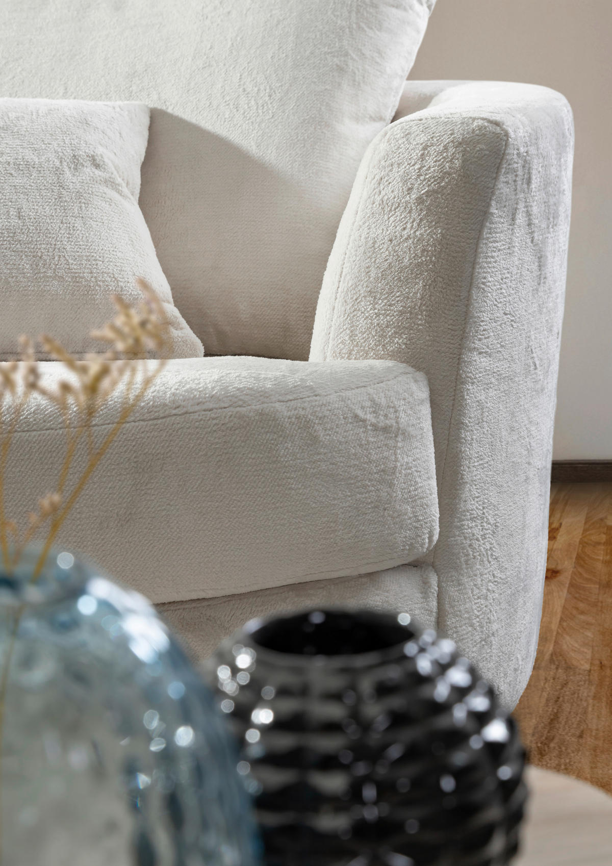 SESSEL in Plüsch Weiß  - Schwarz/Weiß, KONVENTIONELL, Textil/Metall (115/72/115cm) - Carryhome