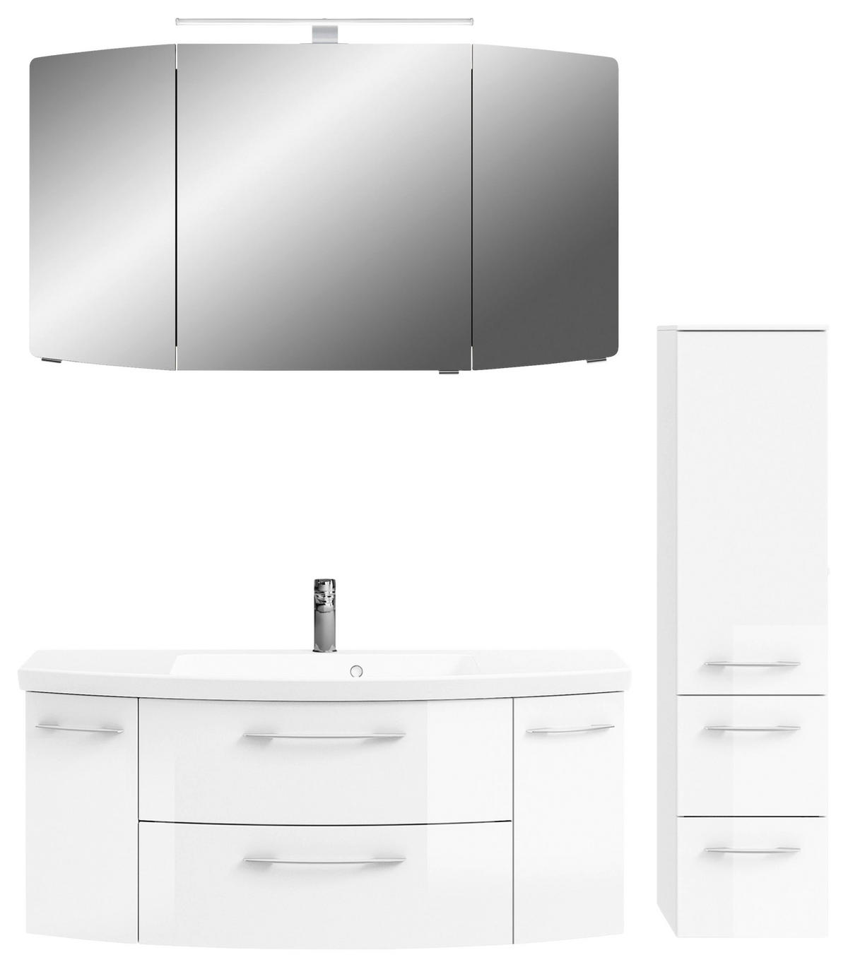 BADEZIMMER 4-teilig  in 151 cm  - Chromfarben/Weiß Hochglanz, KONVENTIONELL, Glas/Holzwerkstoff (151cm) - Pelipal