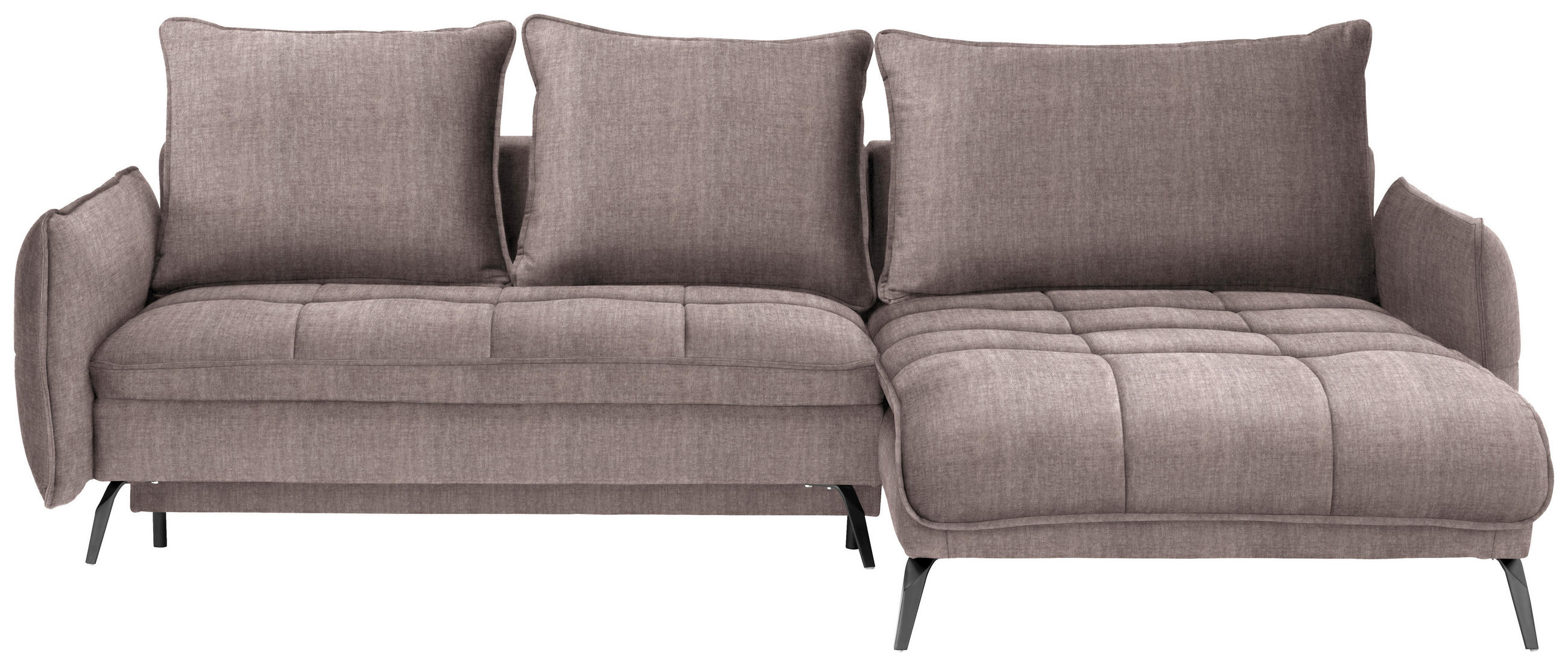 ECKSOFA in Flachgewebe Taupe  - Taupe/Schwarz, Design, Textil/Metall (273/180cm) - Hom`in