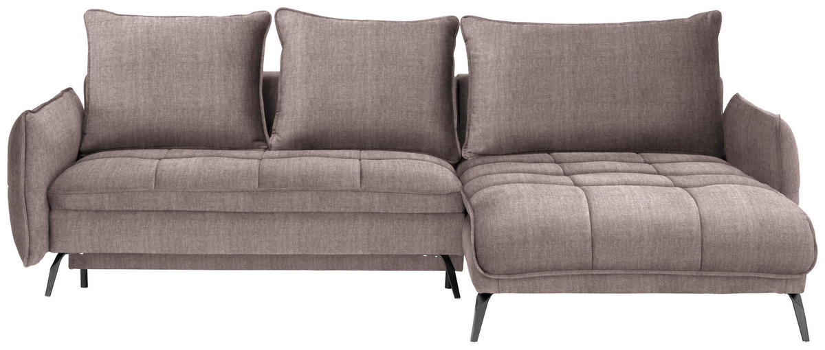 ECKSOFA in Flachgewebe Taupe  - Taupe/Schwarz, Design, Textil/Metall (273/180cm) - Hom`in